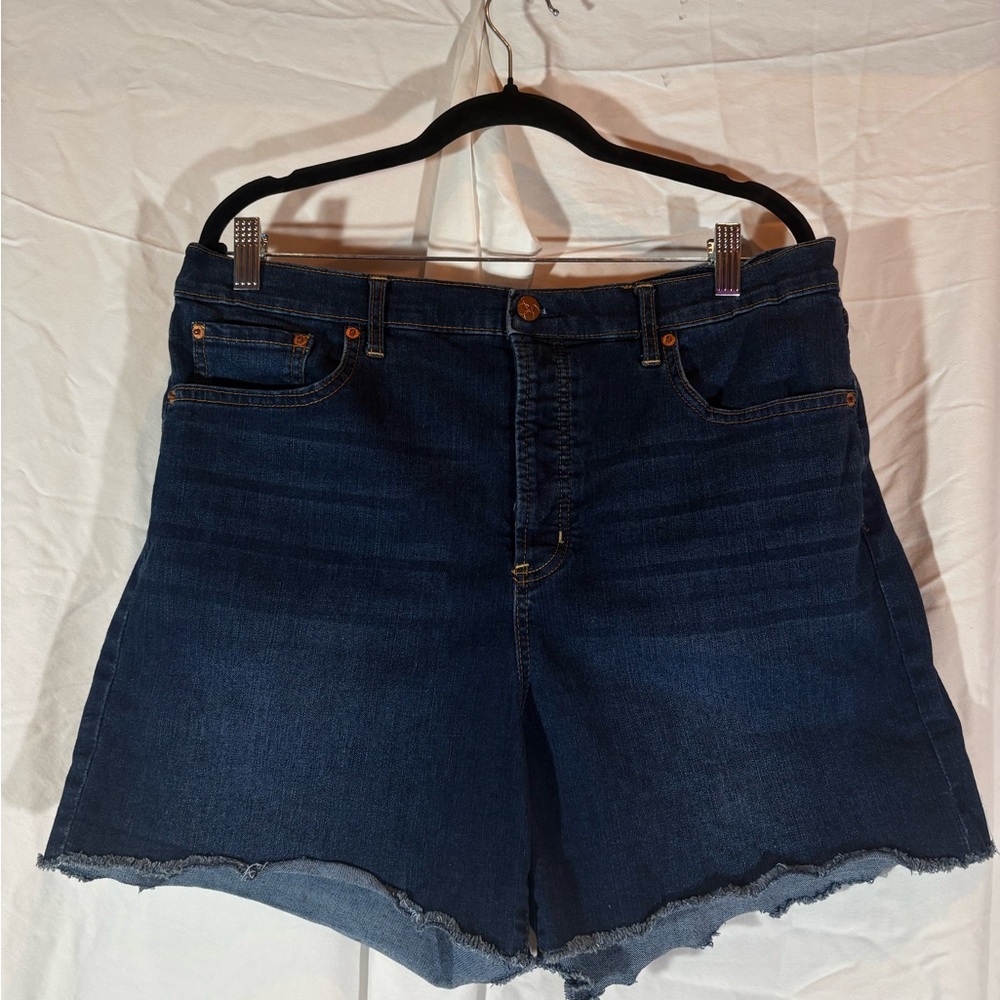 Jessica Simpson Dark Blue Frayed Hem Jean Shorts